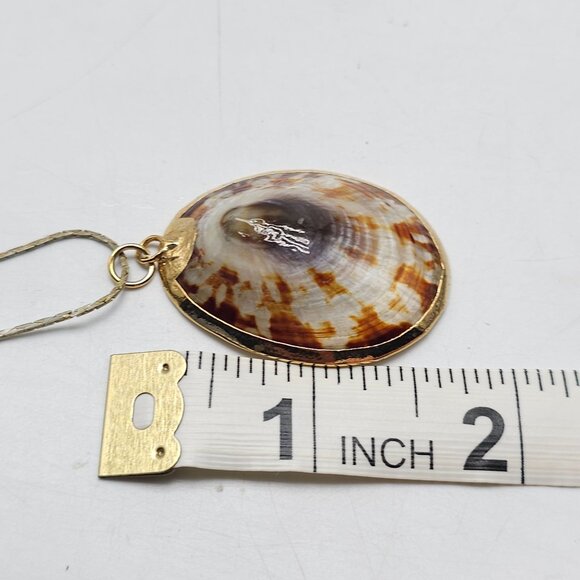 Natural Limpet Shell Pendant Necklace With Gold Finish Vintage - Picture 4 of 5
